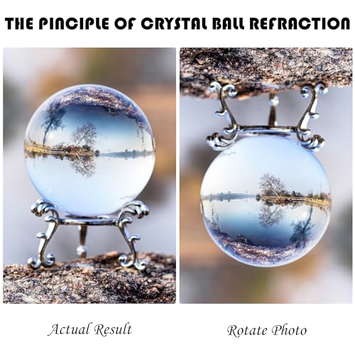 ZEERSHEE 60mm Sparkling Clear Crystal Ball with Stand 2.3in Handcrafted Photography Prop for Magical Shots Elegant Home & Party Decor for Women - Image 3