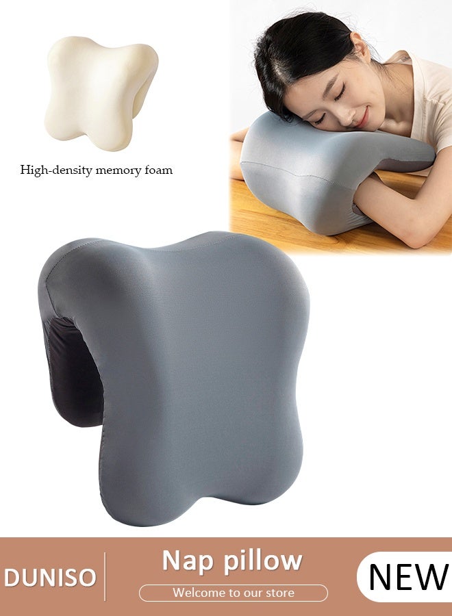 DUNISO Memory Foam Neck Support Pillow, Portable Desk Chair Pillow Office Headrest Cushion,Travel Head Pillow Working Nap Pillow, Detachable Multifunctional Neck Stretcher with Zipper naps, portable for office & travel - Image 1