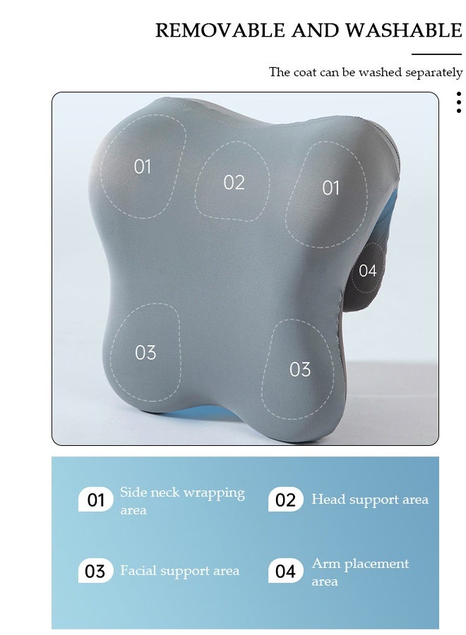 DUNISO Memory Foam Neck Support Pillow, Portable Desk Chair Pillow Office Headrest Cushion,Travel Head Pillow Working Nap Pillow, Detachable Multifunctional Neck Stretcher with Zipper naps, portable for office & travel - Image 3