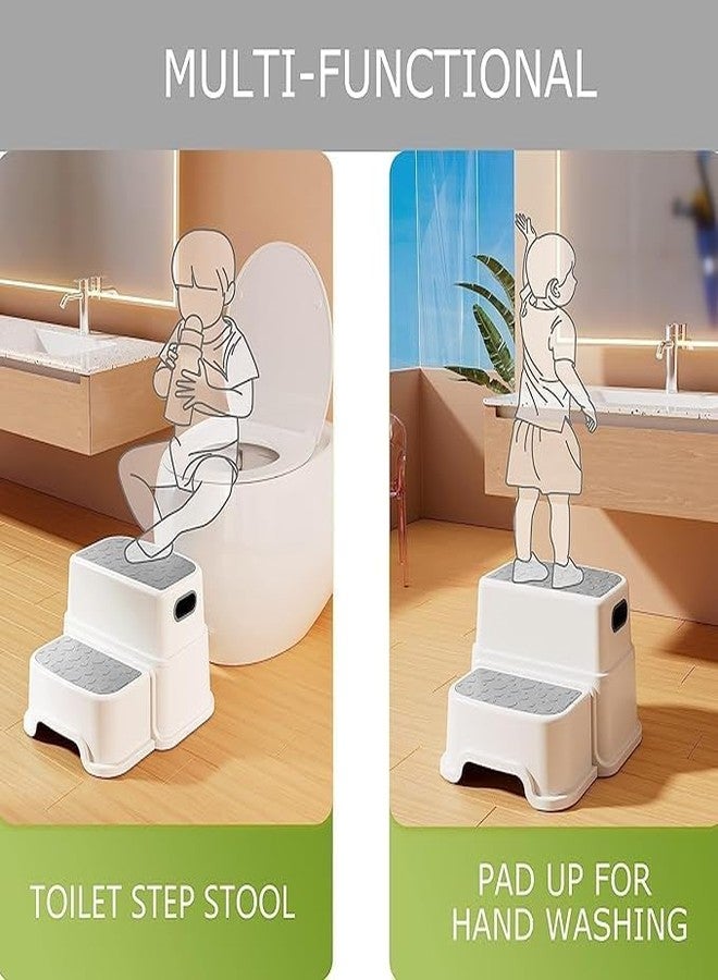 RELEMTRA Stool with Anti Slippery Bed Side Double Foot Step/Rubber Coating Top Medical Furniture for Hospital/Clinic/Nursing Home and Domestic Use (2 Foot Step, Standard) (Grey & White) - Image 3