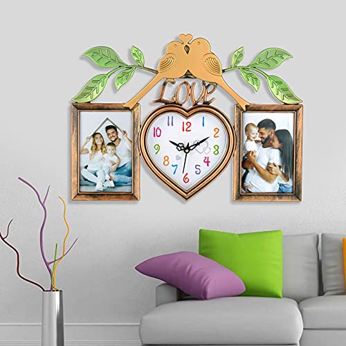 Harbour Analog Latest Stylish New Models Wall Clock with Photo Frames for Home Living Room Hall Bedroom (Size Height 29 CM X Width 49 CM)- Home Decor Big Size Wall Clock MZ 771 WL 4 - Image 1