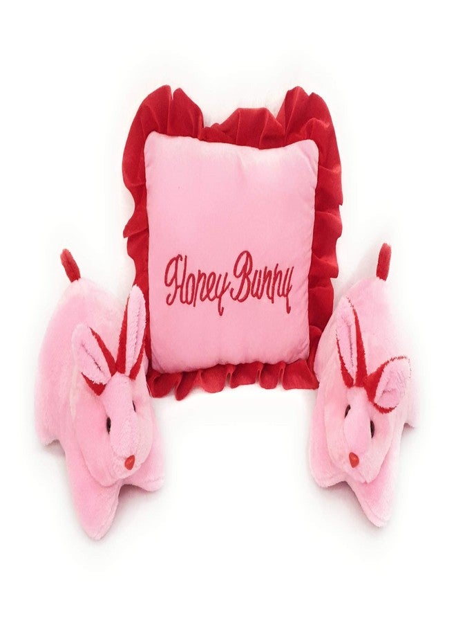 PINKS & BLUES Full Sleeping 5 Piece Baby Bedding Set with 2 Rabbit Shape Side Pillows (0-42MONTHS) (Pink RED) - Image 2