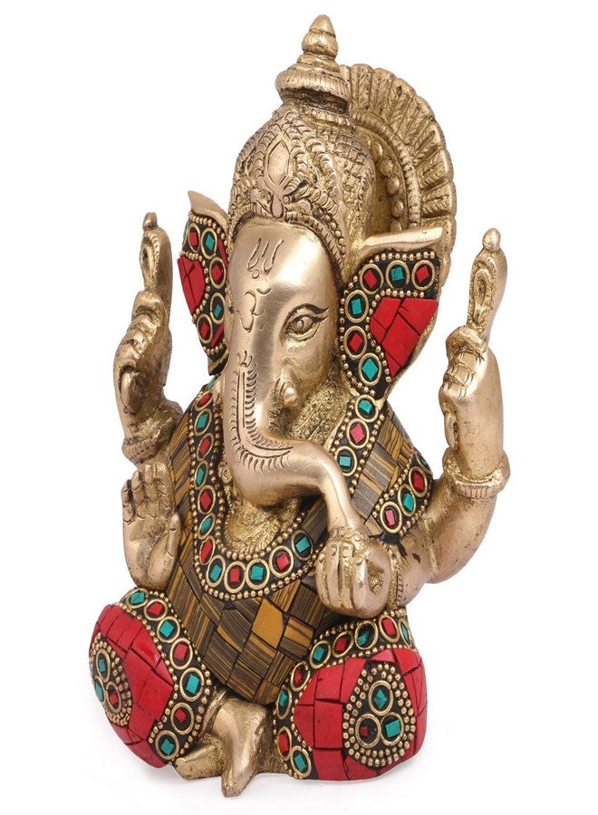 ARTVARKO Brass Lord Ganesha Brass Statue God Ganesh Bhagwan Ganpati Sitting Idol Sculpture Home Décor Murti. 5.5 Inch - Image 3