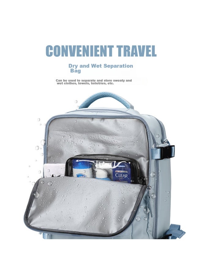 Landcase Backpack, Travel Bag For Women, Large Capacity, Shoulder Bag For Men, Short-trip Travel Bag, Multifunctional Laptop Bag, 5162 Light Blue, Large Size - Image 2