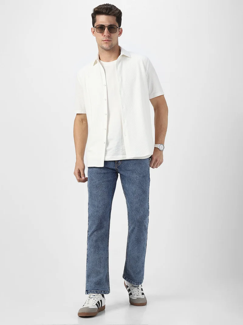 Urbano Fashion  Urbano Fashion Men's Light Blue Washed Bootcut Jeans Stretchable for Men | Best Price UAE