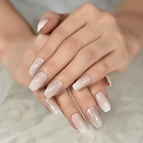 Gush Beauty Press On Nails | Reusable Nail Extensions | Artificial Fake Nails Set | For women (Heavenly - Medium Coffin) - Image 1