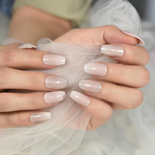 Gush Beauty Press On Nails | Reusable Nail Extensions | Artificial Fake Nails Set | For women (Heavenly - Medium Coffin) - Image 2