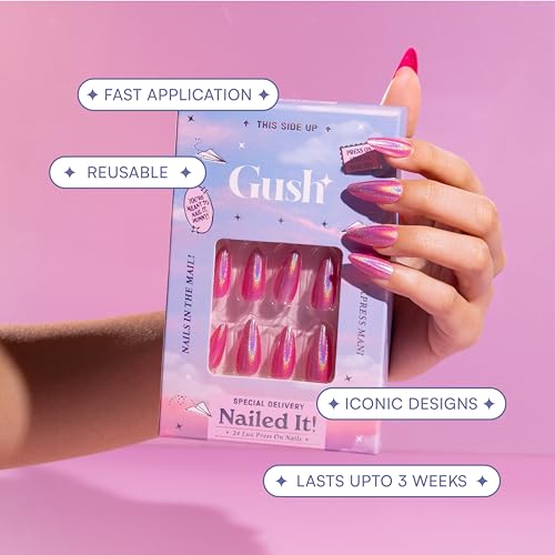 Gush Beauty Press On Nails | Reusable Nail Extensions | Artificial Fake Nails Set | For women (Heavenly - Medium Coffin) - Image 5