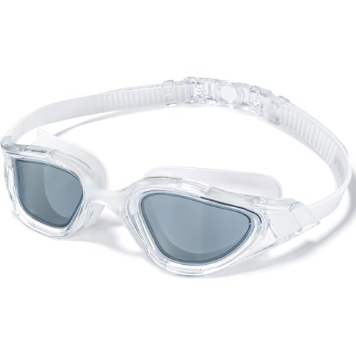 Keary Goggles Swimming Adult Swim Goggles for Men Women Swimming Youth Adults Anti-Fog Goggle Pool Open Water Glasses with Clip for Swim Waterproof UV Protection Clear Vision with Case, Grey - Image 1
