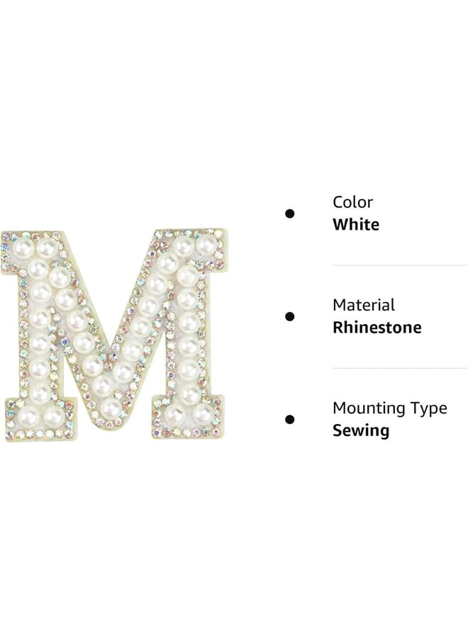 رقعة مكواة مرصعة بأحجار الراين اللامعة واللؤلؤ الأنيق للملابس، رقعة حروف زخرفية مطرزة من AZ، حروف إنجليزية لامعة مرصعة باللؤلؤ من أجل لوازم الحرف اليدوية - Image 2