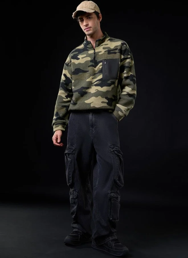 The Souled Store  The Souled Store Men's Oversized Fit Camouflage Printed Sweatshirt  | Best Price UAE