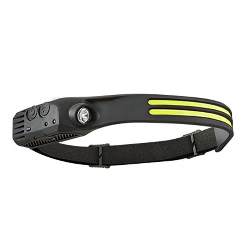 Processing cross-border waving induction COB headlights outdoor cycling lights USB charging night running lights strong light headlights silicone Two white COB headlamps Two white COB headlamps