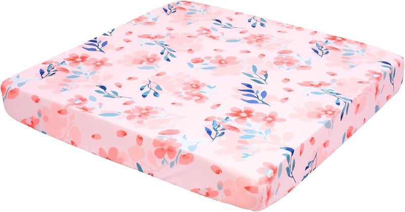 Square Playard/Playpen Fitted Sheets Perfect for 36 X 36 Portable Playard Mattresses - Square Pack and Play Crib Sheets - Ultra Soft Microfiber Floral Fitted Playpen Sheet for Baby Girls - Image 1