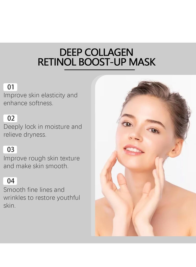 إيلهو قناع الكولاجين لشد الوجه - مدرب الخصر للوجه الكوري ، قناع رفع الريتينول بالكولاجين الأزرق 3 في 1 مع حزام الذقن ، أقنعة تعزيز الريتينول بالكولاجين العميق ، رفع V-Line (4 قطع) - Image 4