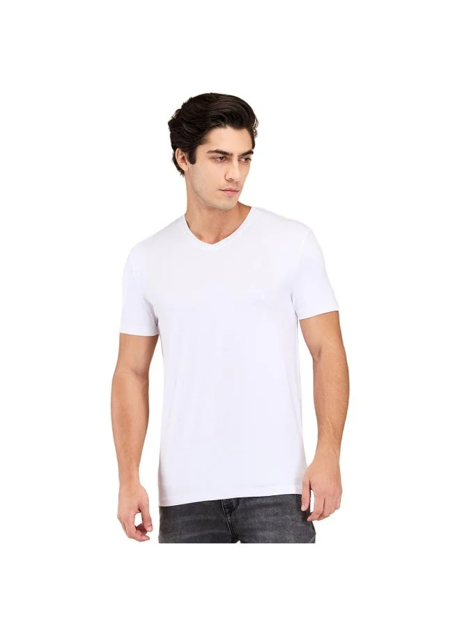 بيينغ هيومان Mens White V Neck Short Sleeve T-Shirt