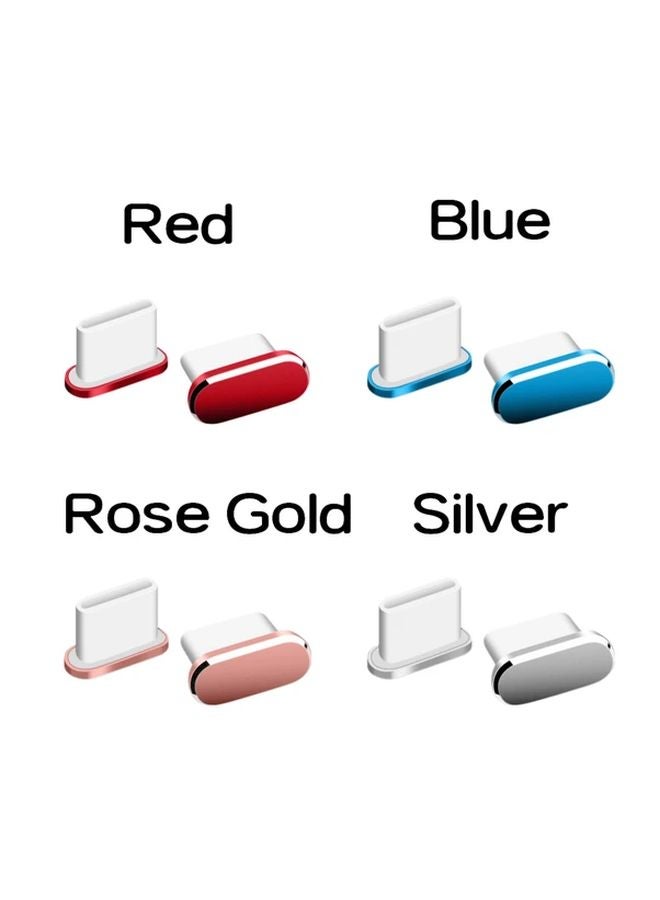 4pcs Metal Phone Dust Plugs Type C Charging Port Covers Red Blue Rose Golden Silvery - Image 1