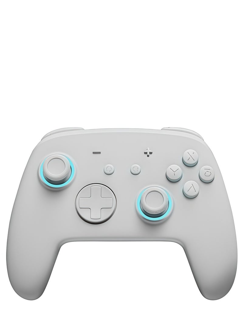 مختبر المرح - ألعاب FUNLAB مُتحكم بلاستيكي اللاسلكي الأبيض المتوافق مع Switch/OLED/Lite، ومُتحكم ألعاب Firefly بلوتوثي مع مفتاحي جوهري مُحسَّن بجهد مغناطيسي/ألوان RGB 7 لون/مفتاح زر/مفتاح تسريع/تحكم بالحركة - Image 1