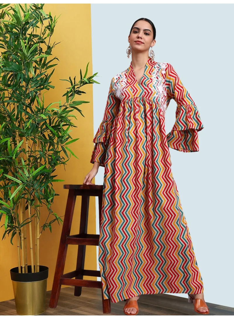 الايا جلابية نسائية قطنية مطرزة مطبوعة - AL4098A