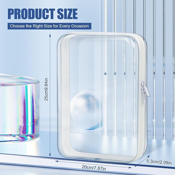 QEEYON Clear Travel Toiletry Bag Clear Hard Shell Zipper Case 25x20x53cm Carry On Plastic Bags for Airport Security Double Zippered Cosmetic Bag for Make Up Tools Toiletries Building Blocks - Image 2