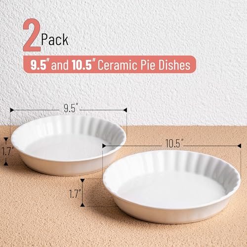 Brew To A Tea BTaT Ceramic Pie Pan for Baking 2 Pack 105 95 Porcelain Ceramic Pie Plate for Salad Pasta Fruit and Tart Freezer Oven Microwave and Dishwasher Safe - Image 3