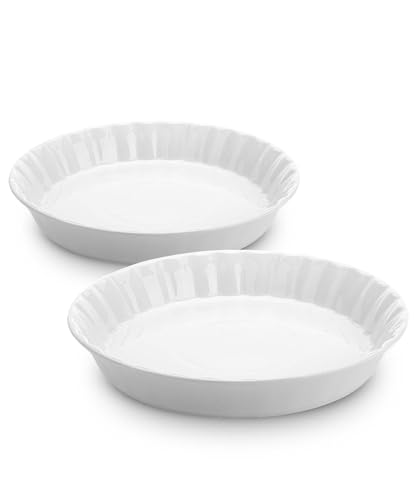 Brew To A Tea BTaT Ceramic Pie Pan for Baking 2 Pack 105 95 Porcelain Ceramic Pie Plate for Salad Pasta Fruit and Tart Freezer Oven Microwave and Dishwasher Safe - Image 1