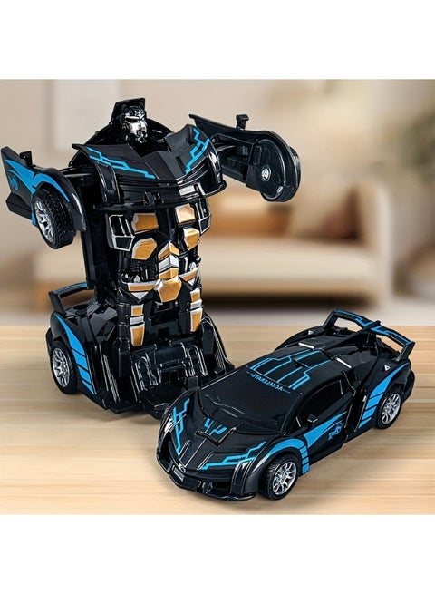 ألعاب سيارات وشاحنات تعمل بالاحتكاك للأولاد من عمر 3 إلى 8 سنوات، سيارات متحولة للأطفال، هدايا عيد ميلاد شائعة للأولاد. (أسود وأزرق)