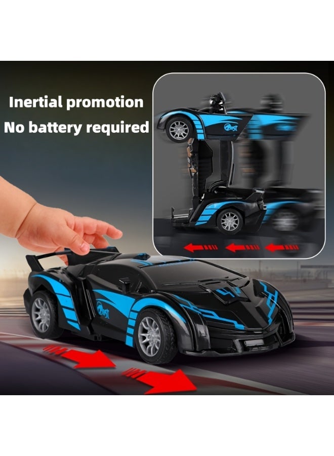 شابية ألعاب سيارات وشاحنات تعمل بالاحتكاك للأولاد من عمر 3 إلى 8 سنوات، سيارات متحولة للأطفال، هدايا عيد ميلاد شائعة للأولاد. (أسود وأزرق) - Image 3