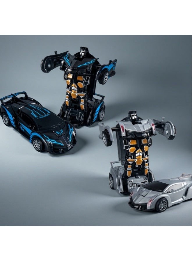 شابية ألعاب سيارات وشاحنات تعمل بالاحتكاك للأولاد من عمر 3 إلى 8 سنوات، سيارات متحولة للأطفال، هدايا عيد ميلاد شائعة للأولاد. (أسود وأزرق) - Image 4