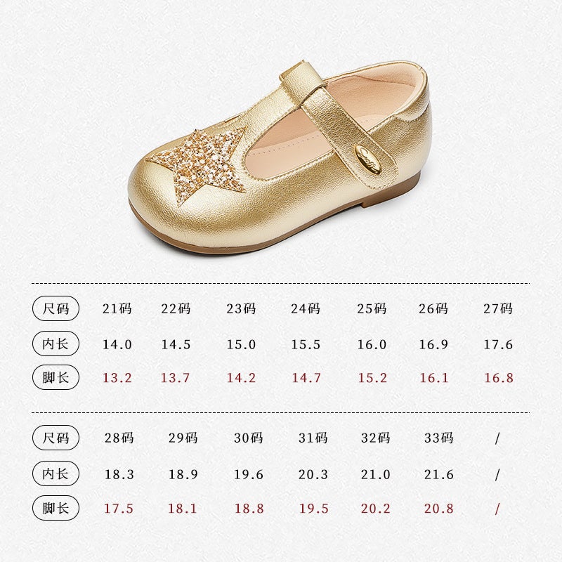 Snafi Girls' Leather Shoes 2024 Autumn New Silver Princess T-Shaped Soft Bottom Non-Slip Baby Shoes - Image 1
