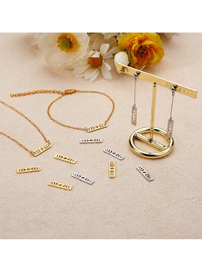 Barakah 10-Piece Stainless Steel Moon Phase Charm Set for DIY Jewelry, Durable Rectangle Charms and Connectors for Necklaces, Bracelets, Earrings Crafts - Image 2