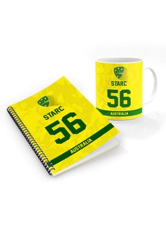Stylizedd Designer Printed Coffee Mug + A5 Spiral Notebook Memo Notepad Journal Personalised Combo Gift Set  -Player Name - Mitchell Starc, Jersey Number-56