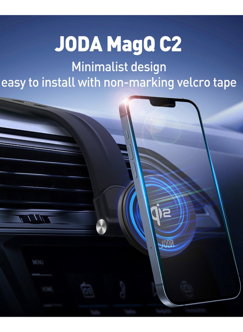 جودا قاعدة شاحن السيارة اللاسلكي MagQ C2 15W Qi2 هو حل مبتكر يجمع بين الشحن السريع ⚡، التصميم الأنيق 🖤، والتكنولوجيا المتقدمة 🔋، مما يجعله الخيار المثالي للمستخدمين الذين يبحثون عن تجربة شحن مريحة وآمنة أثناء القيادة 🚗⚡.  iPhone 📱 📱 (S21/S22/S23) - Image 4