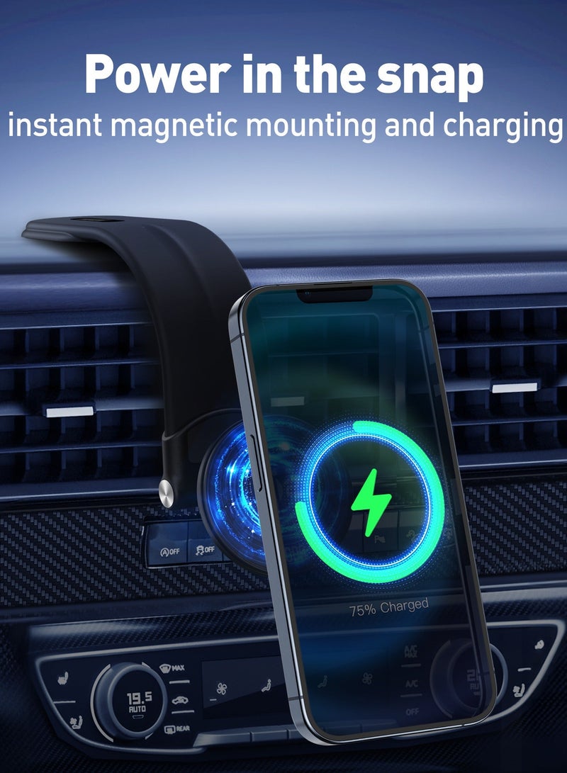 جودا قاعدة شاحن السيارة اللاسلكي MagQ C2 15W Qi2 هو حل مبتكر يجمع بين الشحن السريع ⚡، التصميم الأنيق 🖤، والتكنولوجيا المتقدمة 🔋، مما يجعله الخيار المثالي للمستخدمين الذين يبحثون عن تجربة شحن مريحة وآمنة أثناء القيادة 🚗⚡.  iPhone 📱 📱 (S21/S22/S23) - Image 3