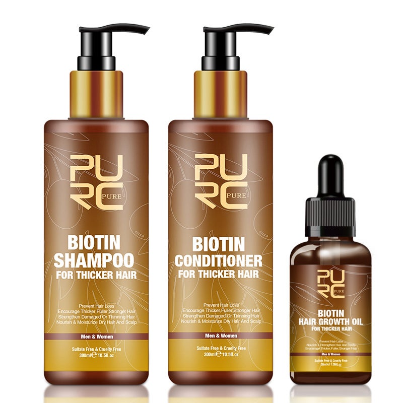 Purc Hair Care Ginger Biotin Three-Piece Set Shampoo Conditioner Repair Dry and Frizzy Essential Oil(Conditioner 300ml) - Image 4