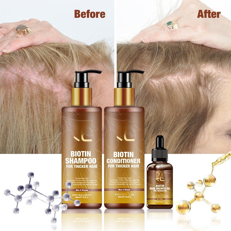 Purc Hair Care Ginger Biotin Three-Piece Set Shampoo Conditioner Repair Dry and Frizzy Essential Oil(Conditioner 300ml) - Image 5