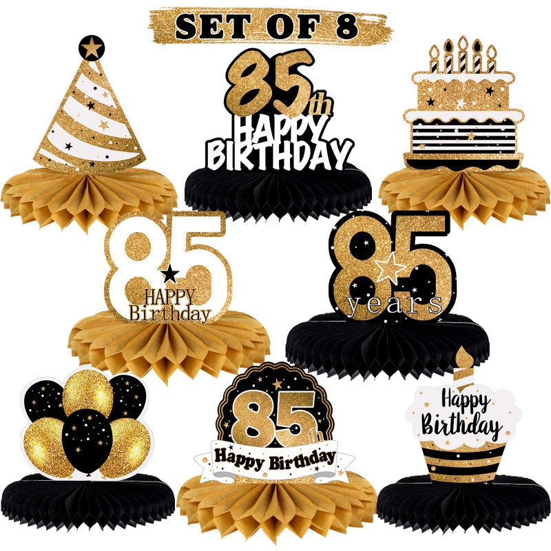 LINGTEER Happy 85th Birthday Table Honeycomb Centerpieces Perfect for Cheers to 85th Birthday 85 Years Old Party Table Decorations Gift Sign - Image 2