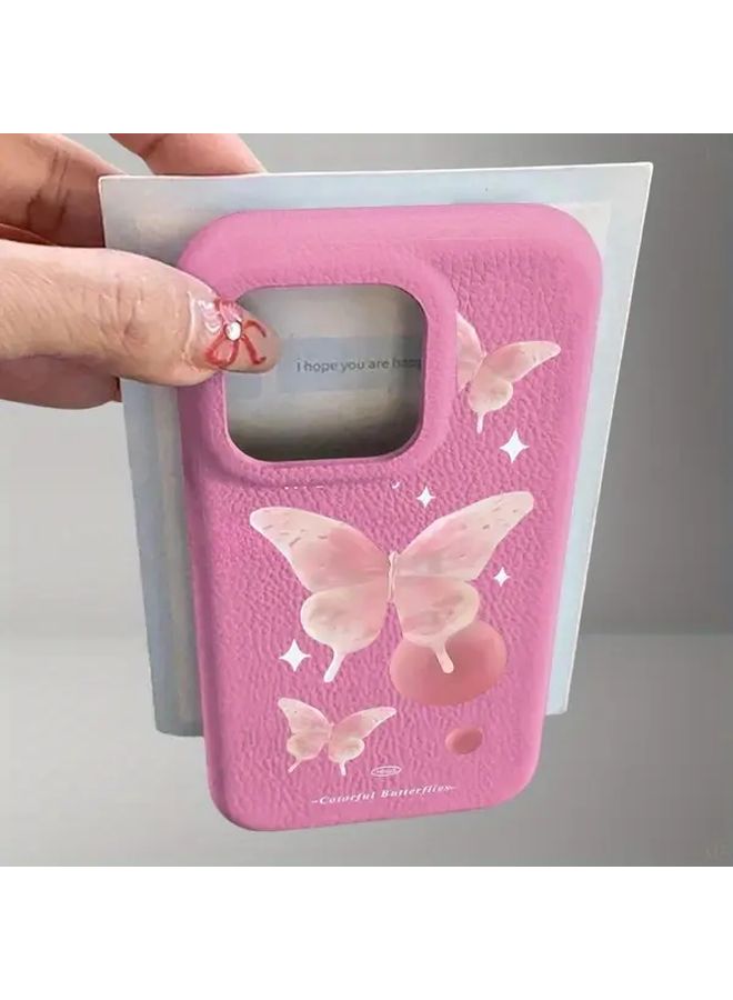 Luxury Jelly Style Phone Case For Iphone 15 Pro Max Red Butterfly Design Couple Protective Cover - Image 1