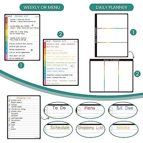 Clever Clean Magnetic Dry Erase Monthly Calendar Set - 14.5"x11" Monthly Calendar, 6.5"x8.5" Weekly, Daily, List Boards for Fridge - 6 Extra Fine Point Markers Included - Shipped Flat - Image 5