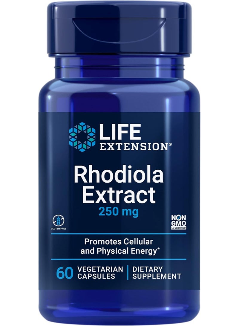 Life Extension Rhodiola Extract 250 mg – Gluten-Free, Non-GMO, Vegetarian – 60 Capsules - Image 1