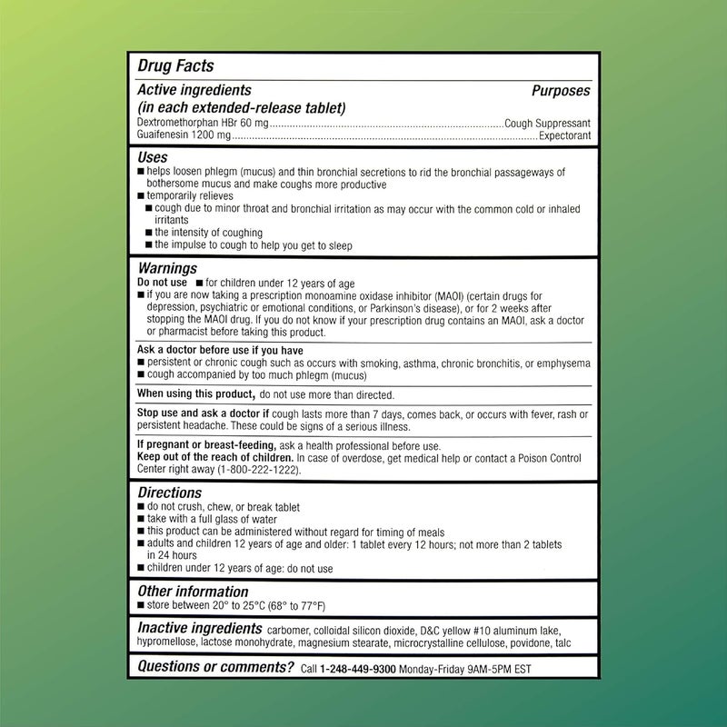 Quality Choice Maximum Strength Mucus Relief DM Cough Suppressant and Expectorant 12 Hour Relief Guaifenesin 1200 mg and Dextromethorphan HBr 60 mg Extended Release Tablets 14 Count - Image 3