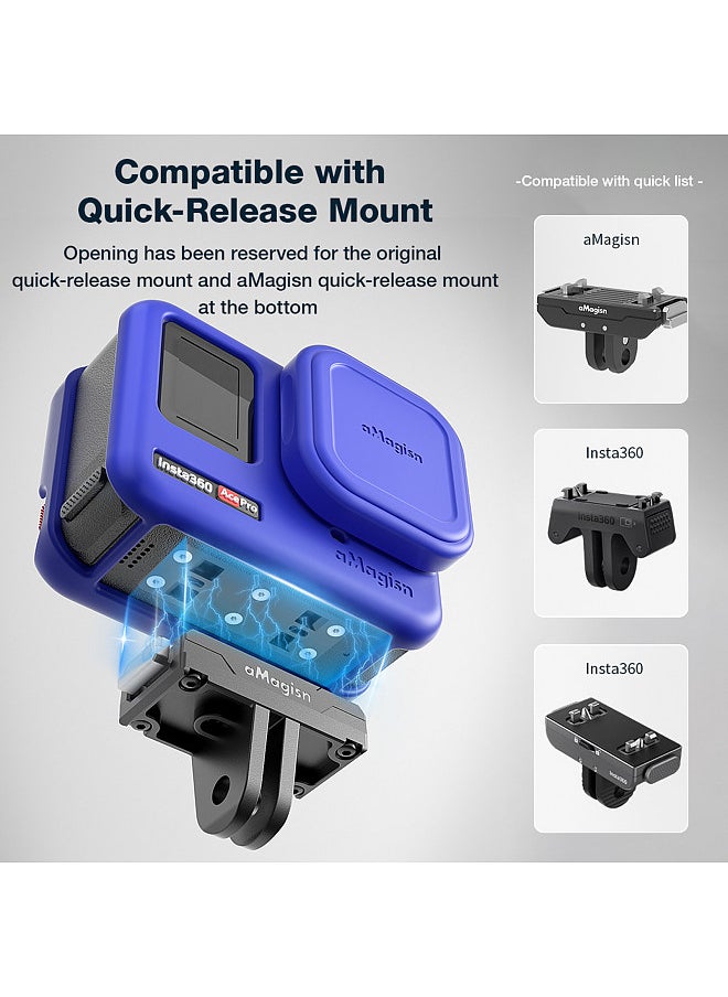 aMagisn AC08 Silicone Camera Protectiv Kit Camera Protector Case + Lense Cover + 2 Straps Compatible with Insta 360 Ace Camera  - Image 2