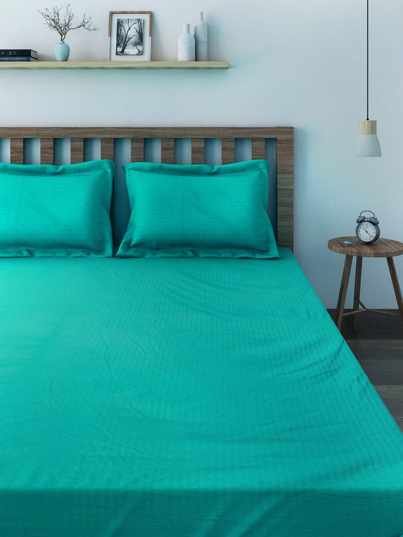 Swayam Sonata Collection Cotton Single Bedsheet with 1 Pillow Cover -Sea Green - Image 2