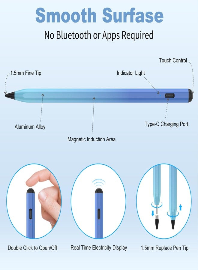 COO Stylus Pen for iOS&Android Touch Screens, Active Pencil for Samsung, Smart Digital Stylus Pens for Lenovo/Huawei/Vivo/Mi Tablets, iPhone/Google Pixel Smart Phones Drawing&Writing (Gradient Blue) - Image 5