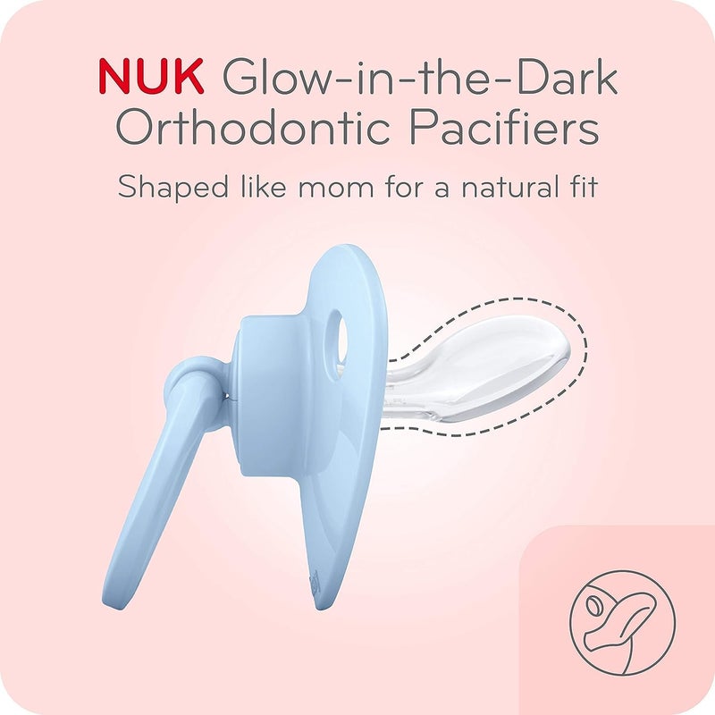NUK Orthodontic Pacifier Value Pack, Boy&Girl,0-6 Months, 3-Pack (Star) (Glows in The Dark) - Image 5