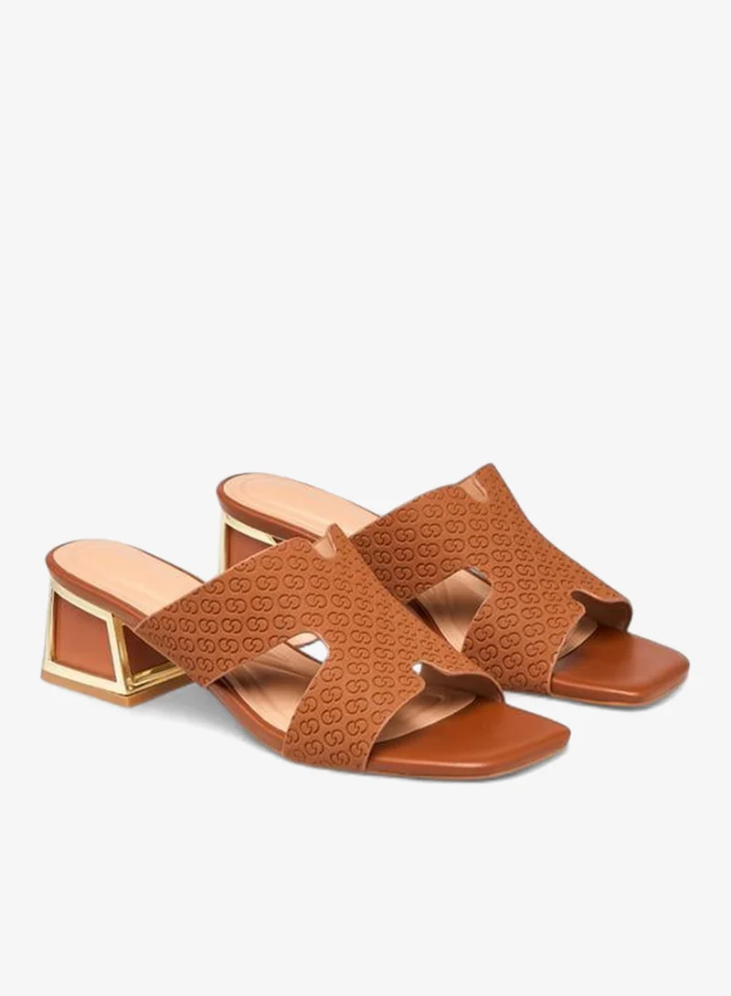 Celeste Women's Monogram Print Slip-On Block Heel Sandals