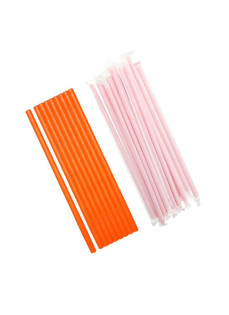 YASHTECH 8mm Paper Straws Orange Individually Wrapped Pack of 500  - Image 1