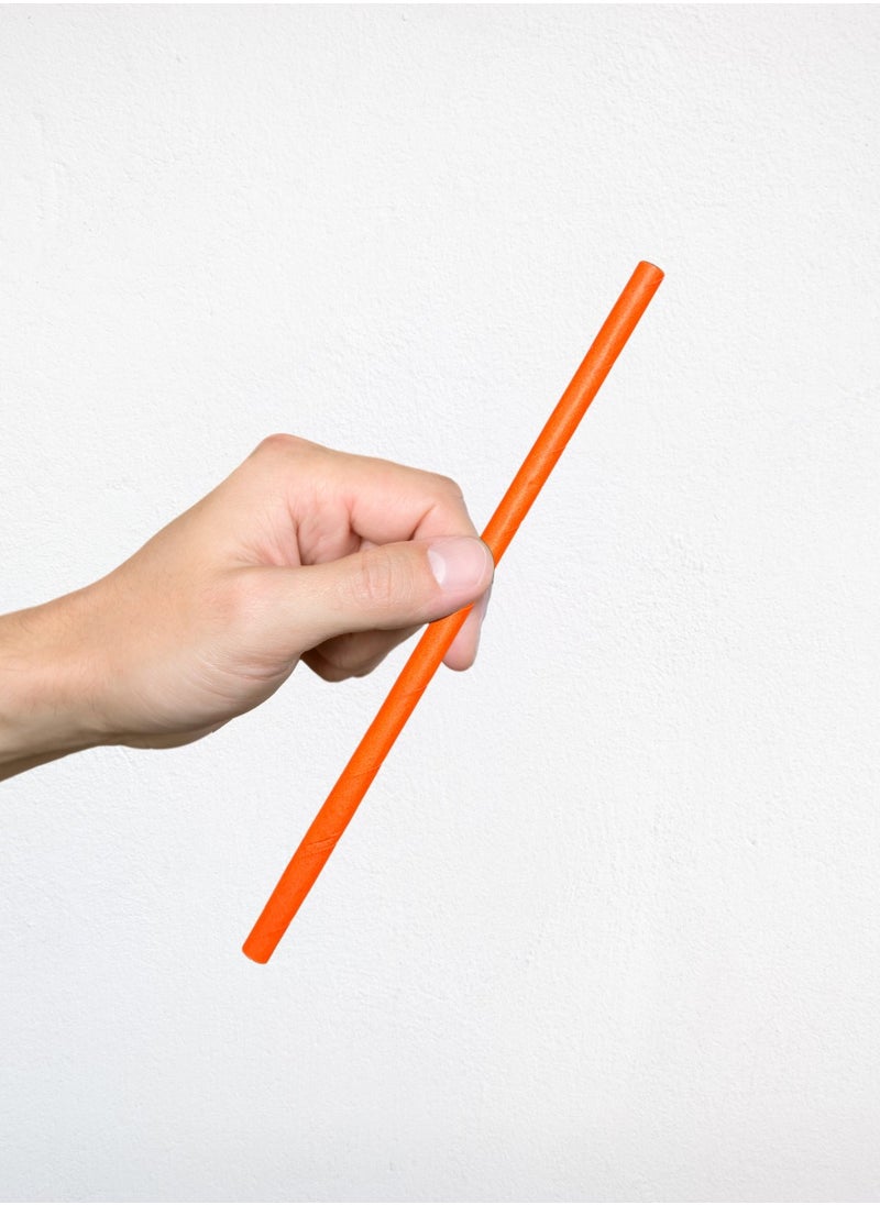 YASHTECH 8mm Paper Straws Orange Individually Wrapped Pack of 500  - Image 2