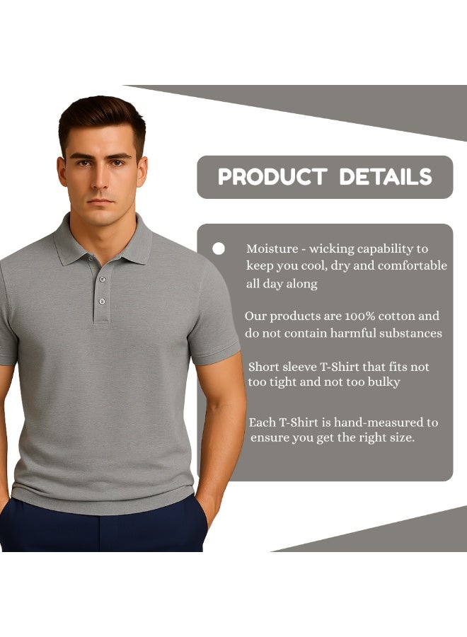 PRINTSHOP4ME Men's Polo T-Shirt | 240 GSM Honeycomb Fabric | Pure Cotton Regular-Fit Tee In Basic Colors | Comfortable And Stylish Everyday Wear - Image 3