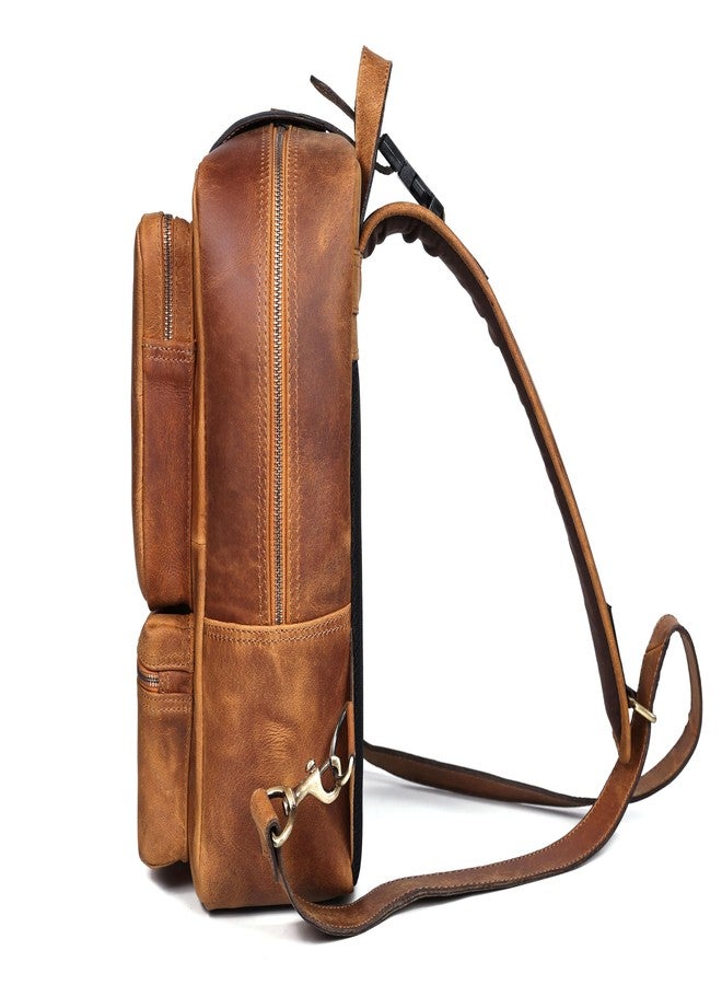 Celtic Premium Full Grain Leather Crossbody Bag with Multiple Zip Pockets & Fixed Strap - Image 4