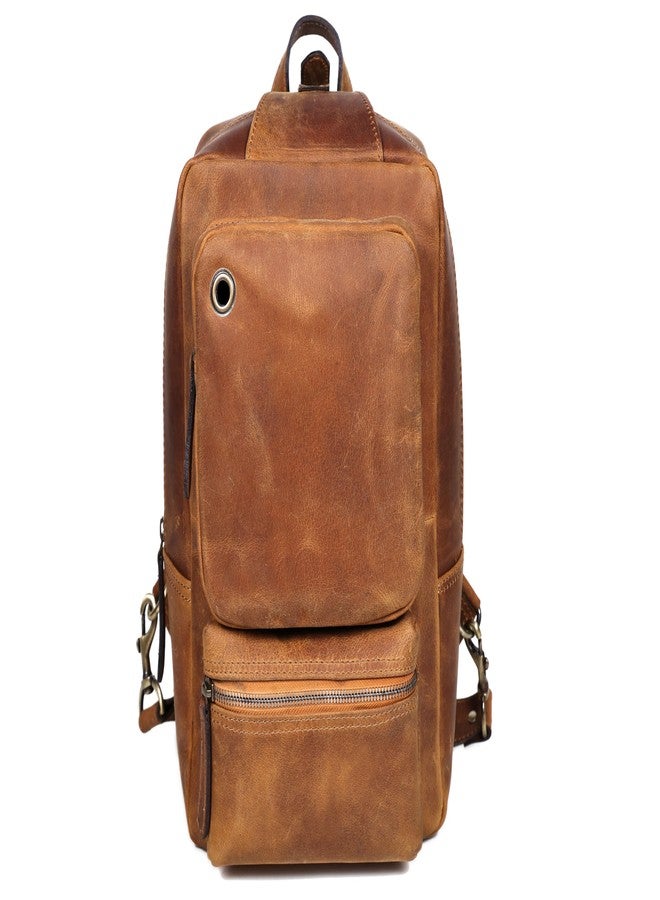 Celtic Premium Full Grain Leather Crossbody Bag with Multiple Zip Pockets & Fixed Strap - Image 1